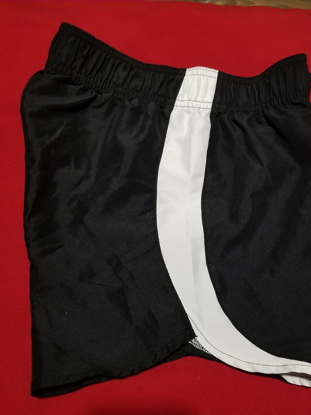 BCG Kid's Medium Black Shorts With Thick White Side Stripes